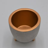 Beton Übertopf EMMA mit Füßen und Gold Akzenten für 6cm Sukkulenten