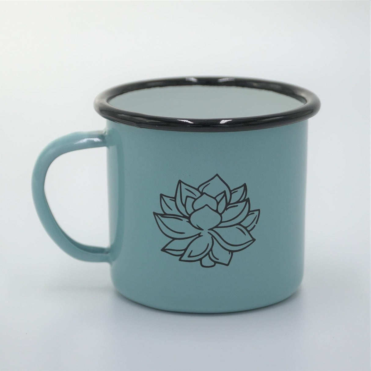 Pasiora Emaille-Tasse mit Sukkulenten-Motiv